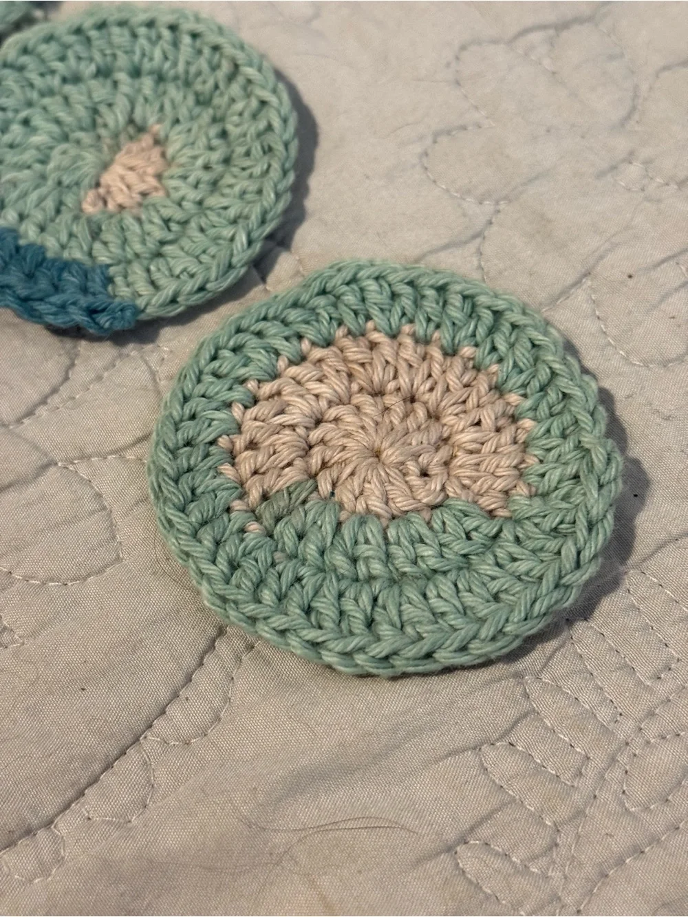 Handmade Crochet Cotton Rounds - Mint, Teal, & Cream